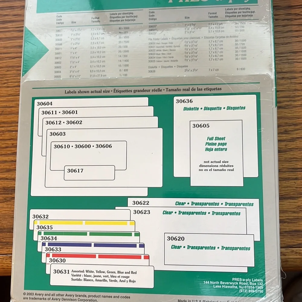 Laser Labels - Pres-a-ply -100 sheets of 30 White Laser Labels